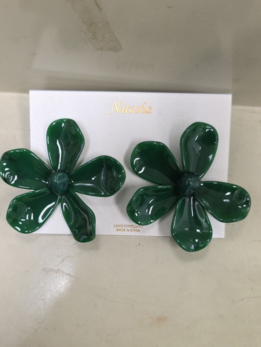 Natasha Couture Emerald Green Floral Earrings